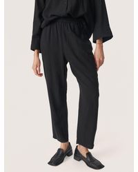Soaked In Luxury - Vinda Linen Blend Casual Cropped Trousers - Lyst