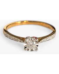 L & T Heirlooms - Second Hand 9ct Gold Diamond Engagement Ring - Lyst