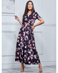 Jolie Moi - Kiera Wrap Front Floral Maxi Dress - Lyst