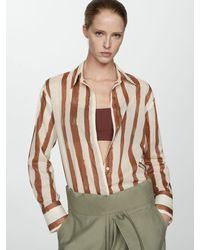 Mango - Lineas Cotton Striped Shirt - Lyst
