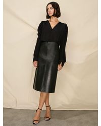 Ro&zo - Petite Leather Midi Skirt - Lyst