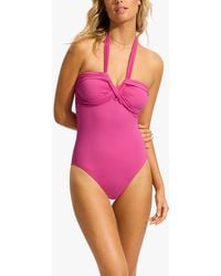 Seafolly - Collective Halterneck Bandeau Swimsuit - Lyst