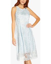 Adrianna Papell - Ribbon Embroidery Flared Dress - Lyst