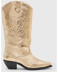 AllSaints - Dolly Leather Metallic Cowboy Boots - Lyst