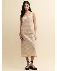 Nobody's Child - Monika Spot Print Linen Blend Midaxi Dress - Lyst