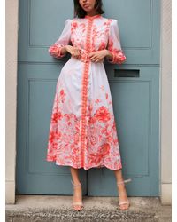 Raishma - Cora Floral Print High Neck Midi Dress - Lyst