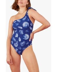 Accessorize - Leaf Print One Shoulder Swimsuit - Lyst