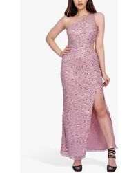 LACE & BEADS - Naeve Sequin One Shoulder Maxi Dress - Lyst