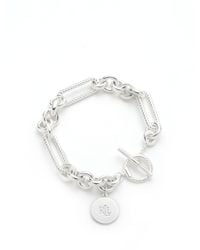 Ralph Lauren - Lauren Sterling Silver Oval Link Logo Charm Bracelet - Lyst