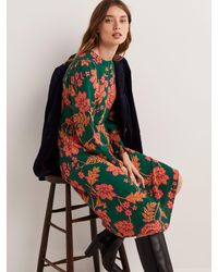 Boden - Floral Print Smocked Cuff Midi Dress - Lyst