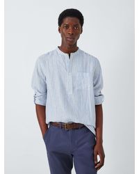 John Lewis - Linen Striped Grandad Collar Beach Shirt - Lyst