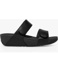 Fitflop - Lulu Adjustable Strap Leather Slider Sandals - Lyst