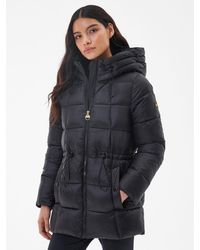 Barbour International Avalon Quilted Longline Jacket in Black | Lyst UK
