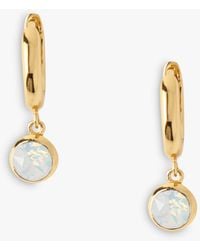 Orelia - Swarovski Opal Drop Huggie Hoop Earrings - Lyst