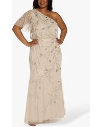 Adrianna Papell - Plus Beaded One Shoulder Maxi Dress - Lyst