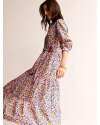 Boden - Alba Mosaic Bloom Print Tiered Cotton Dress - Lyst