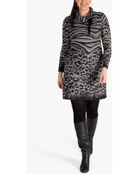 Chesca - Animal Burnout Cowl Neck Tunic Dress - Lyst