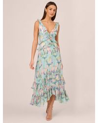 Adrianna Papell - Adrianna By Combo Floral Midi Dress - Lyst