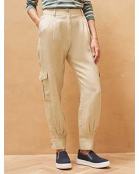 Brora - Textured Stripe Linen Cargo Trousers - Lyst