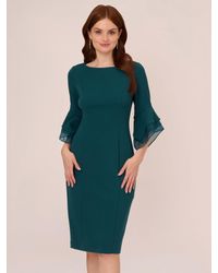 Adrianna Papell - Crepe Tiered Sleeve Dress - Lyst