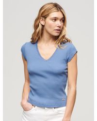 Superdry - Athletic Essential Lace Trim V-neck T-shirt - Lyst
