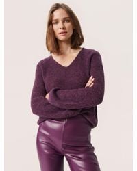 Soaked In Luxury - Tuesday Long Sleeve V-neck Wool Jumper - Lyst