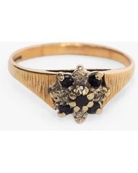 L & T Heirlooms - Second Hand 9ct Yellow Gold Sapphire And Diamond Cluster Ringe - Lyst