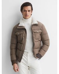Reiss - Mist Long Sleeve Zip Through Fur Jacket - Lyst