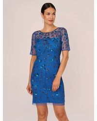 Adrianna Papell - Beaded Floral Short Dress - Lyst