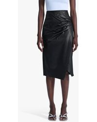 James Lakeland - Faux Leather Ruched Midi Skirt - Lyst