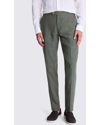 Moss - Slim Fit Puppytooth Linen Trousers - Lyst
