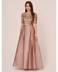 Adrianna Papell - Embellished Tafetta Dress Maxi Dress - Lyst