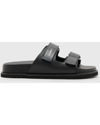 AllSaints - Vex Double Strap Leather Sandals - Lyst