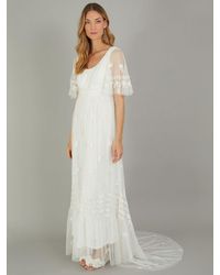 Monsoon - Julita Embroidered Lace Trim Wedding Dress - Lyst