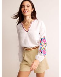 Boden - Bonnie Embroidered Linen Top - Lyst
