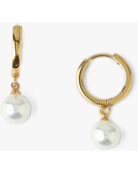 Orelia - Pearl Drop Huggie Hoop Earrings - Lyst