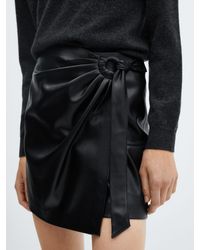 Mango - Faux Leather Buckle Mini Skirt - Lyst
