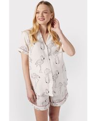 Chelsea Peers - Maternity Flamingo Print Cheesecloth Short Pyjama Set - Lyst