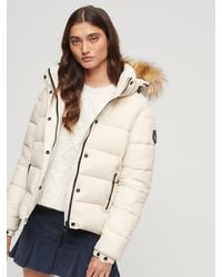 Superdry - Faux Fur Hooded Puffer Jacket - Lyst