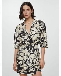 Mango - Ecuador Floral Mini Wrap Shirt Dress - Lyst