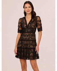 Adrianna Papell - Lace Embroidery Mini Dress - Lyst