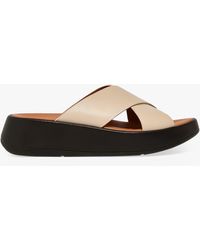 Fitflop - Fmode Luxe Leather Flatform Cross Slider Sandals - Lyst
