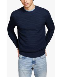Sisley - Solid Ribbed Crew Neck Jumper - Lyst