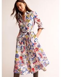 Boden - Amy Cotton Floral Midi Shirt Dress - Lyst