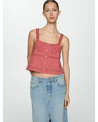 Mango - Alicante Embroidered Cropped Cami Top - Lyst