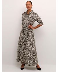 Kaffe - Velana Leopard Print Shirt Maxi Dress - Lyst