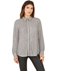 Yumi' - Silver Sequin Shirt - Lyst