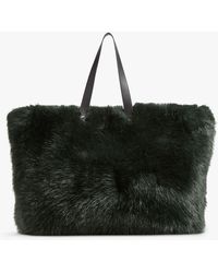 LK Bennett Aisha Faux Fur Tote Bag - Black