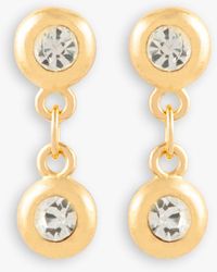 Susan Caplan - Vintage Rediscovered Collection Gold Plated Double Swarovski Crystal Round Drop Earrings - Lyst