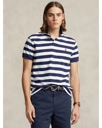 Ralph Lauren - Striped Cotton Custom Slim Fit Mesh Polo Shirt - Lyst